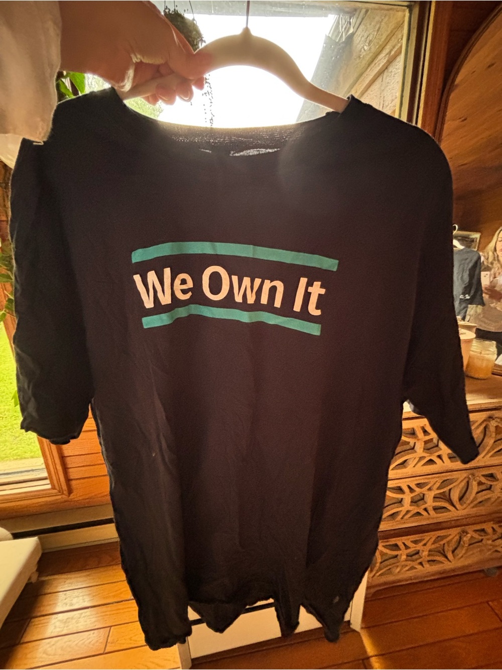 Navy 'We Own It' Graphic Tee with Teal Accent